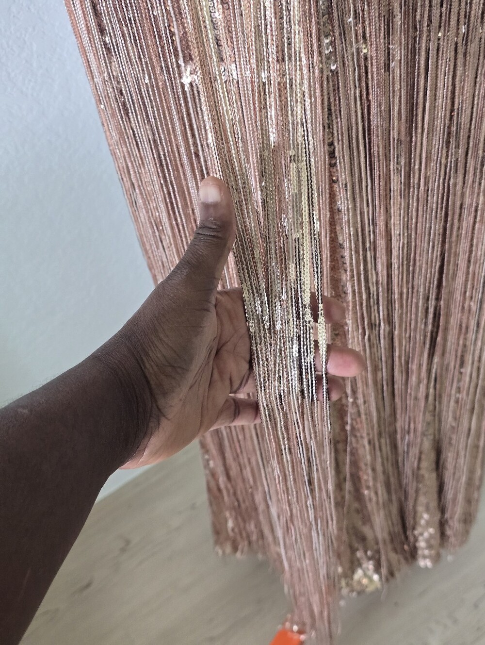 Dress The Population NWT Gold Sequin Fringe Maxi Gown XS $598 Deep V Formal - Picture 8 of 16